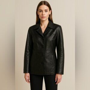 Wilsons Vintage Genuine Leather Women's  Lined Moto Jacket Size M Black